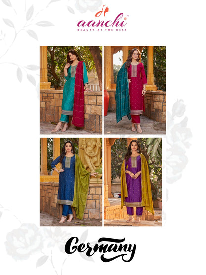 Germany Aanchi Vichitra Silk Readymade Suits Wholesaler Ahmedabad