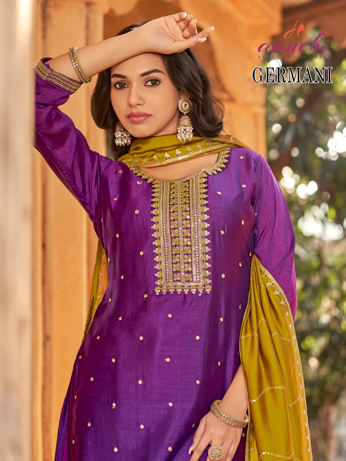 Germany Aanchi Vichitra Silk Readymade Suits Wholesaler Ahmedabad