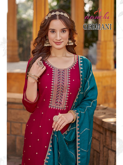 Germany Aanchi Vichitra Silk Readymade Suits Wholesaler Ahmedabad