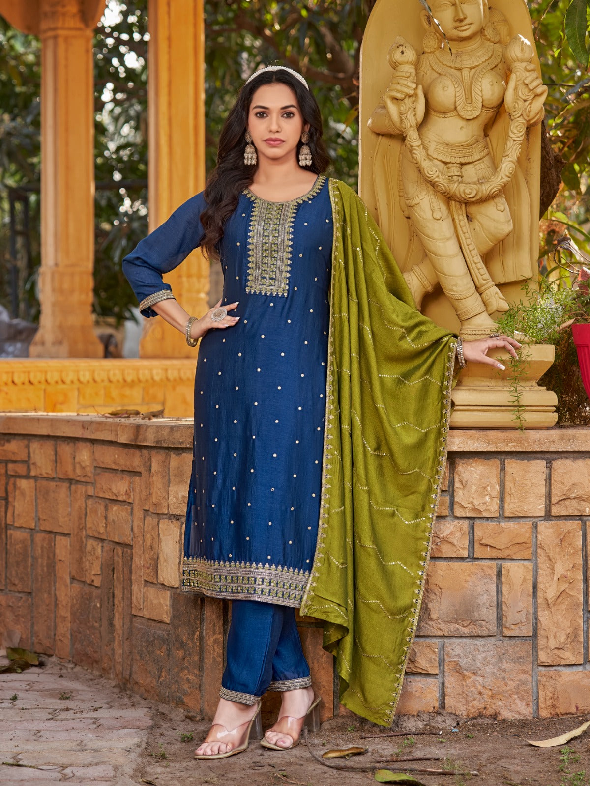 Germany Aanchi Vichitra Silk Readymade Suits Wholesaler Ahmedabad