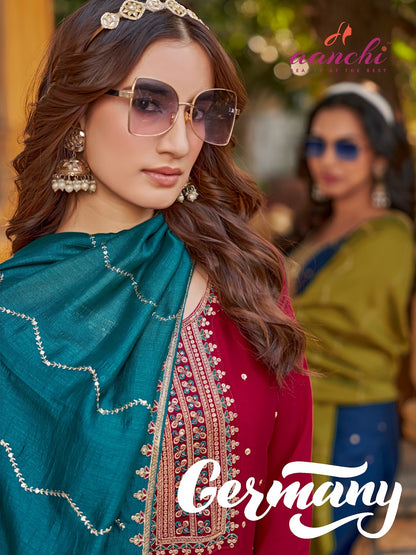 Germany Aanchi Vichitra Silk Readymade Suits Wholesaler Ahmedabad