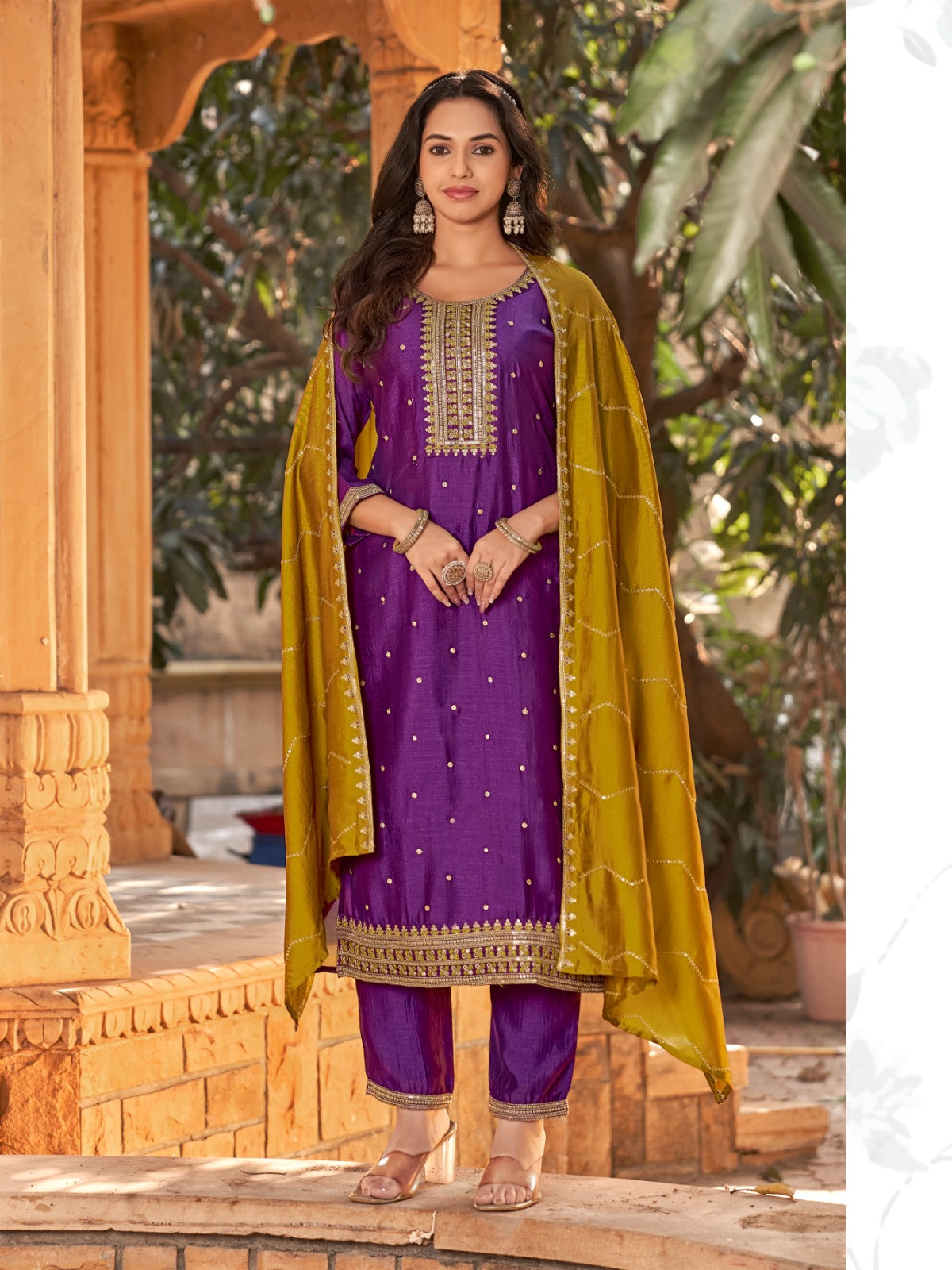 Germany Aanchi Vichitra Silk Readymade Suits Wholesaler Ahmedabad