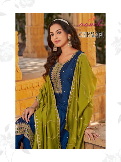 Germany Aanchi Vichitra Silk Readymade Suits Wholesaler Ahmedabad