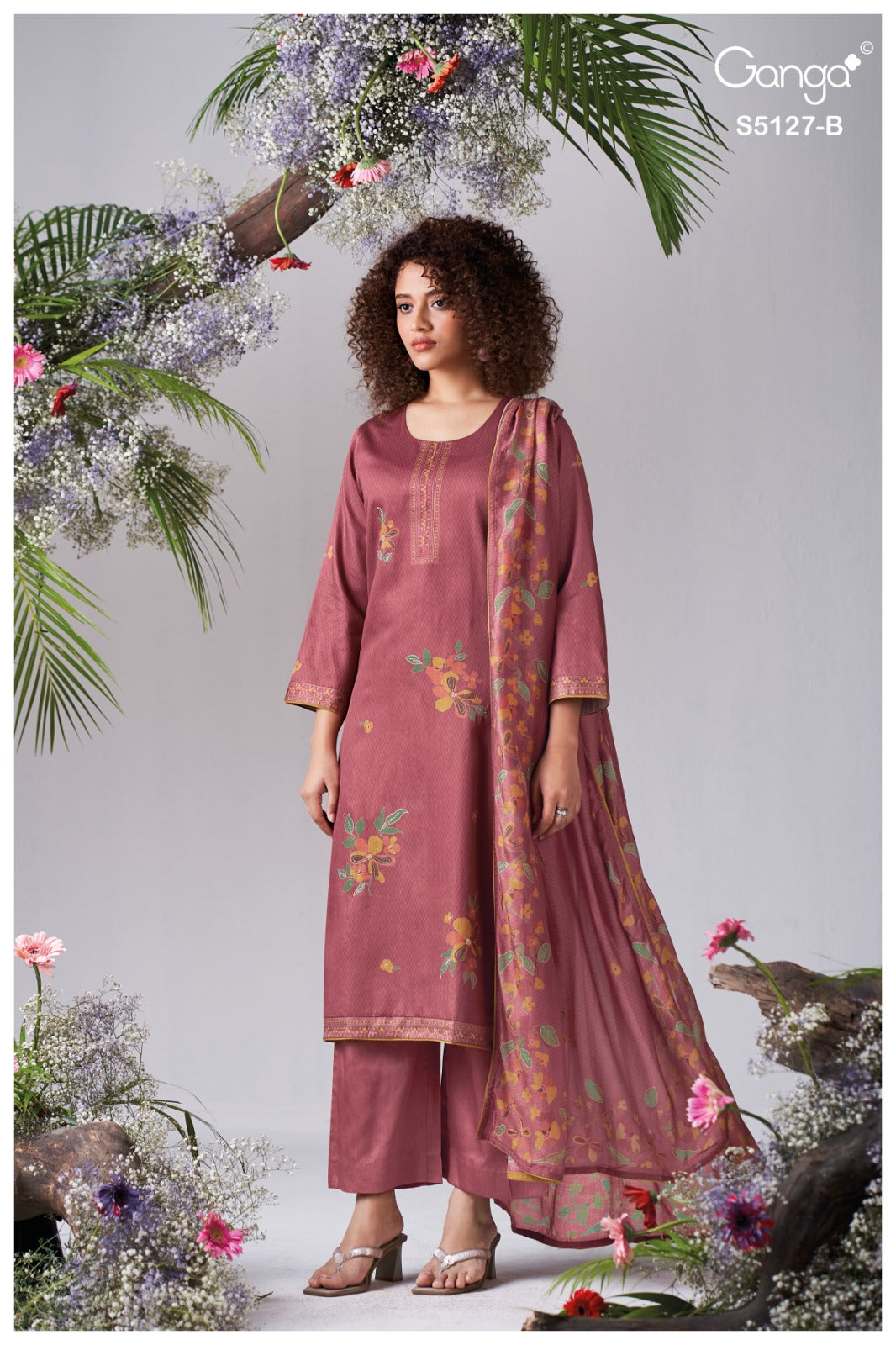 Gessie S5127 Ganga Cotton Satin Pant Style Suits Supplier Ahmedabad
