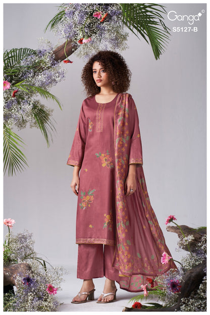 Gessie S5127 Ganga Cotton Satin Pant Style Suits Supplier Ahmedabad