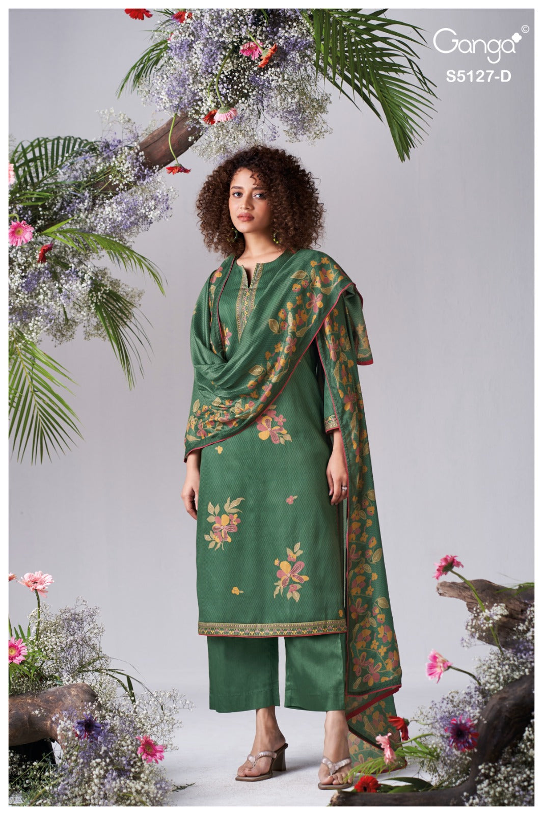 Gessie S5127 Ganga Cotton Satin Pant Style Suits Supplier Ahmedabad