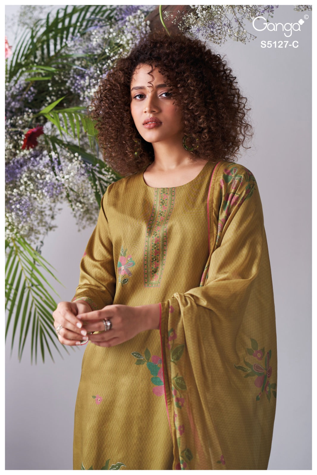Gessie S5127 Ganga Cotton Satin Pant Style Suits Supplier Ahmedabad