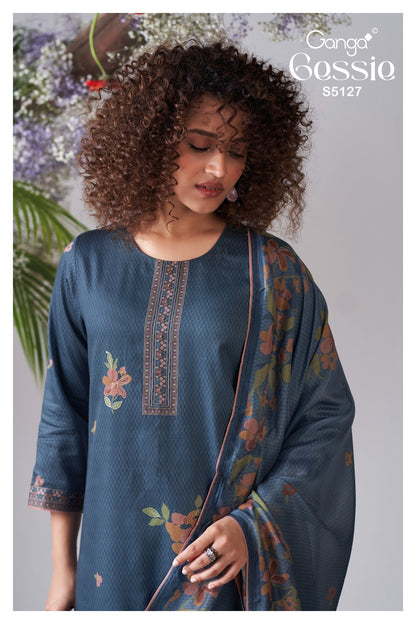 Gessie S5127 Ganga Cotton Satin Pant Style Suits Supplier Ahmedabad