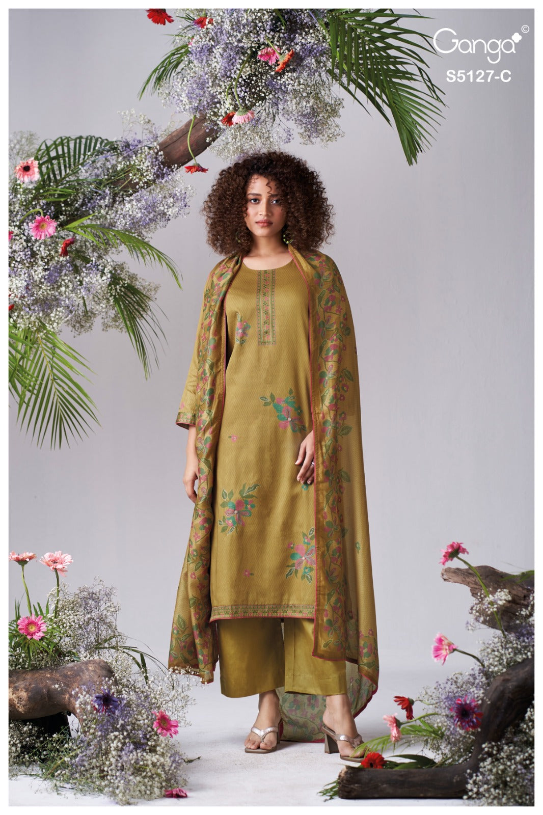 Gessie S5127 Ganga Cotton Satin Pant Style Suits Supplier Ahmedabad