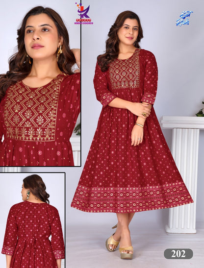 Get Rich Mlm Kalash Lifestyle Rayon Anarkali Kurtis Exporter India