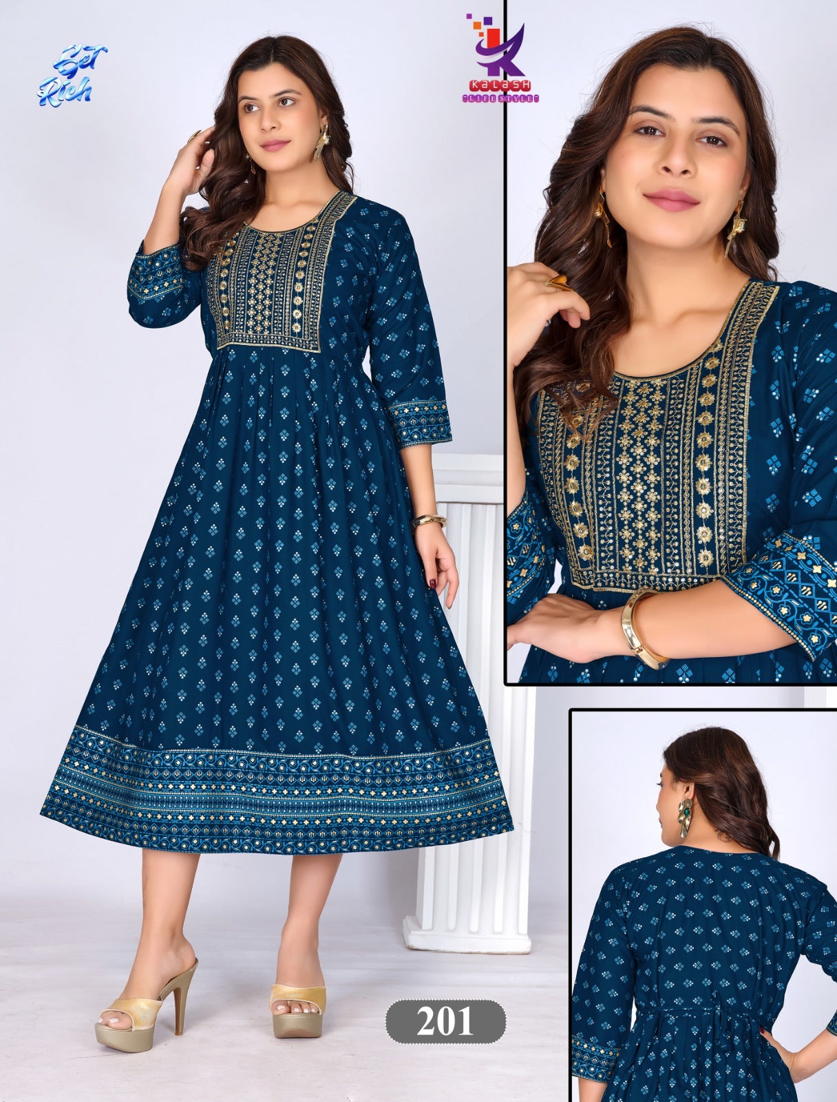 Get Rich Mlm Kalash Lifestyle Rayon Anarkali Kurtis Exporter India
