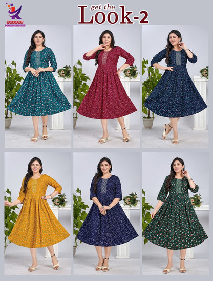 Get The Look 2 Mlm Kalash Lifestyle Rayon 14Kg Anarkali Kurtis Wholesaler Gujarat