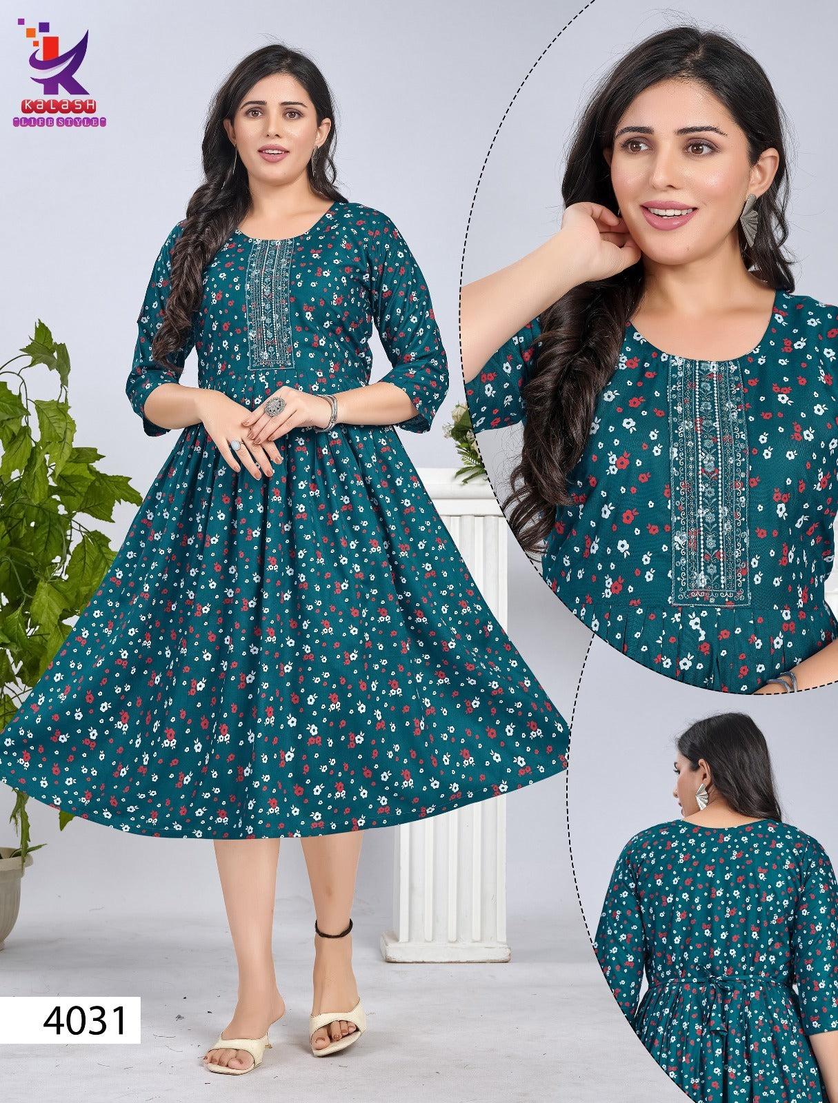Get The Look 2 Mlm Kalash Lifestyle Rayon 14Kg Anarkali Kurtis Wholesaler Gujarat
