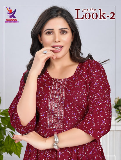 Get The Look 2 Mlm Kalash Lifestyle Rayon 14Kg Anarkali Kurtis Wholesaler Gujarat