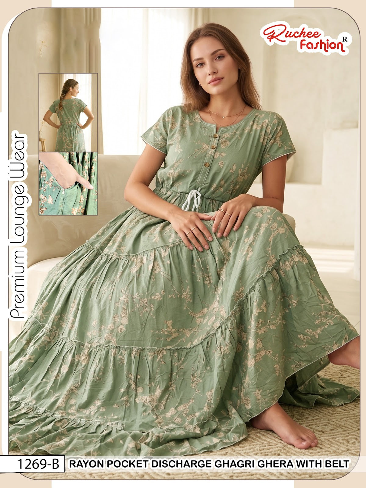 Ghagri Ghera 1506 Ruchee Fashion Rayon Night Gowns Exporter Gujarat