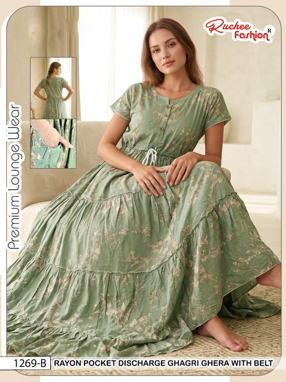 Ghagri Ghera 1506 Ruchee Fashion Rayon Night Gowns Exporter Gujarat