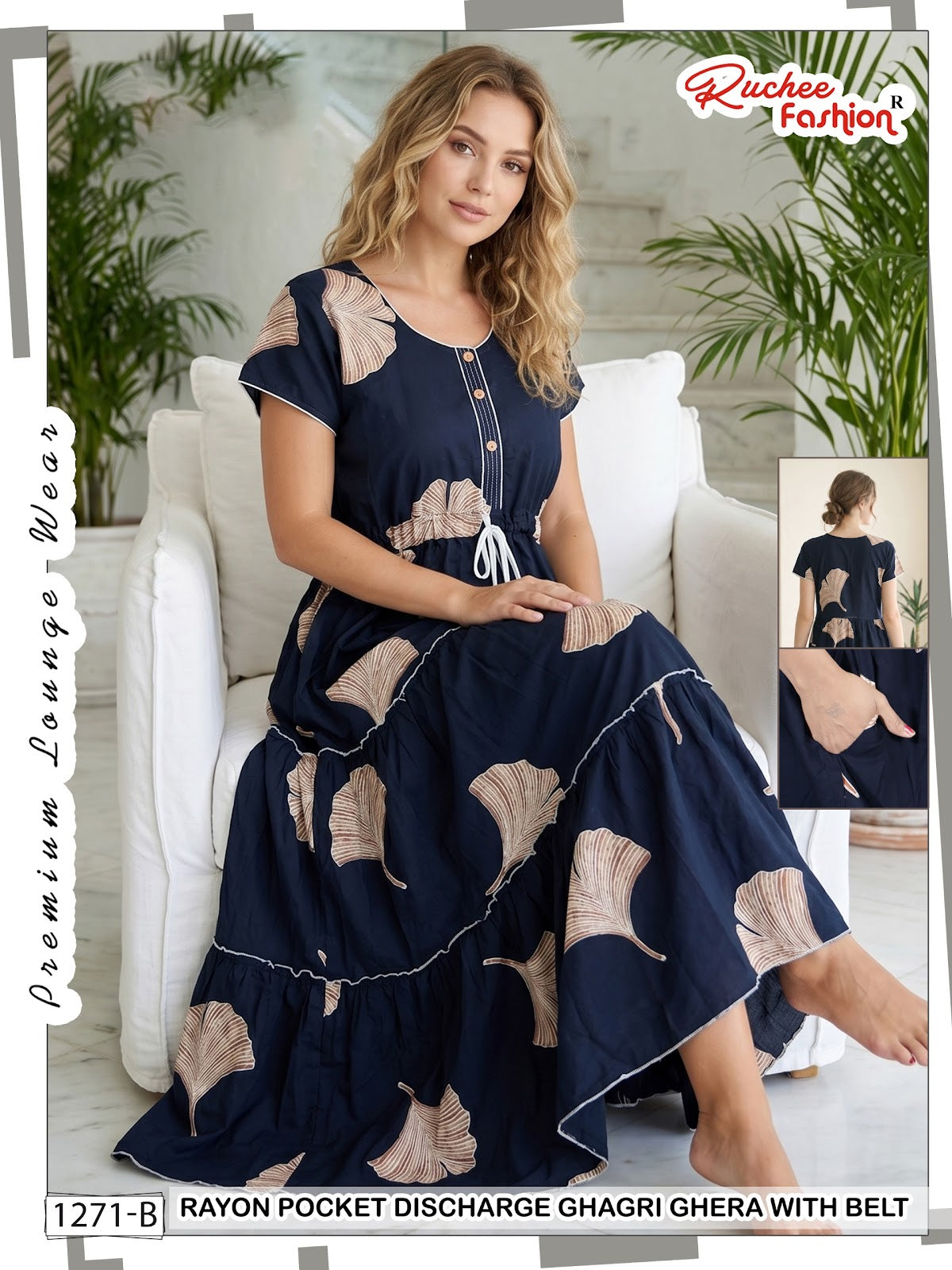 Ghagri Ghera 1506 Ruchee Fashion Rayon Night Gowns Exporter Gujarat