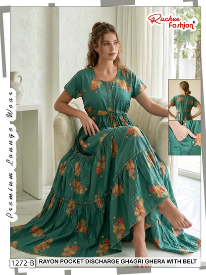 Ghagri Ghera 1506 Ruchee Fashion Rayon Night Gowns Exporter Gujarat
