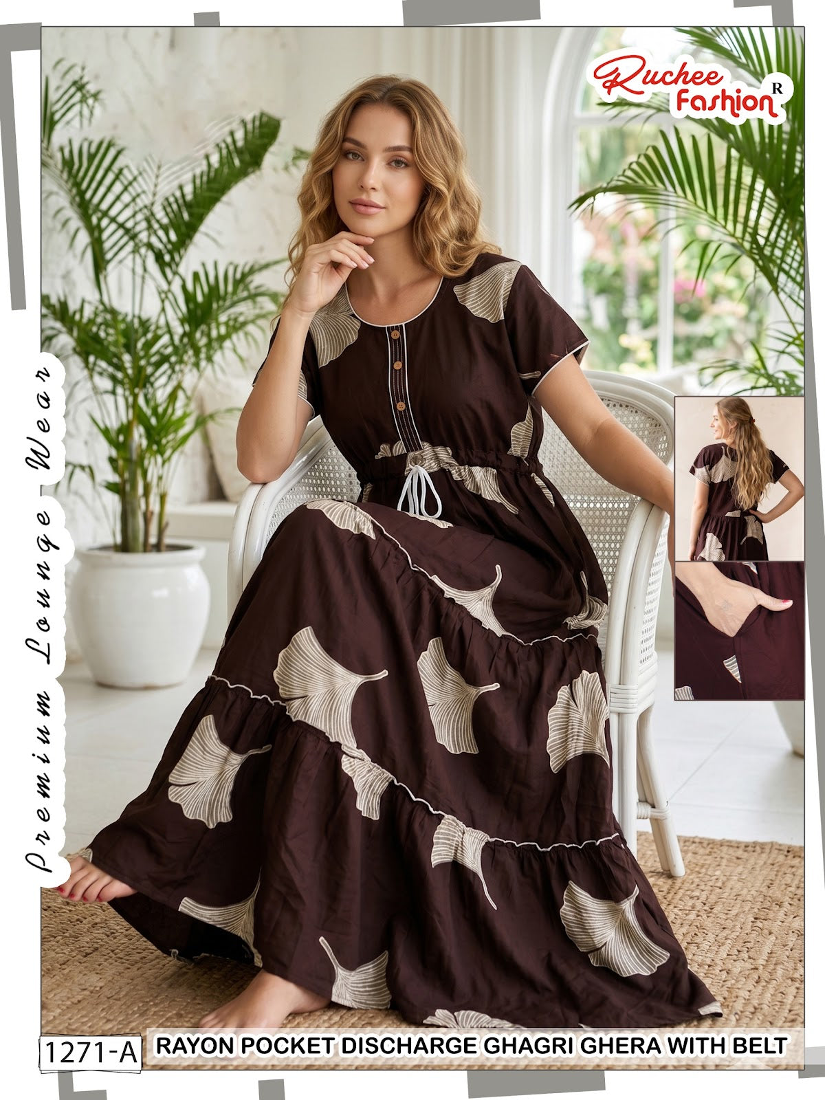 Ghagri Ghera 1506 Ruchee Fashion Rayon Night Gowns Exporter Gujarat