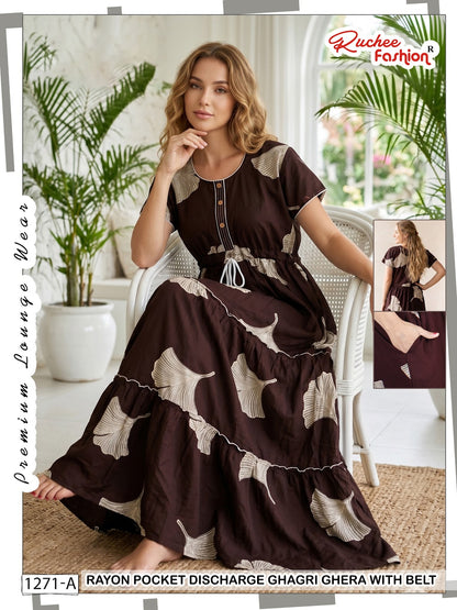 Ghagri Ghera 1506 Ruchee Fashion Rayon Night Gowns Exporter Gujarat