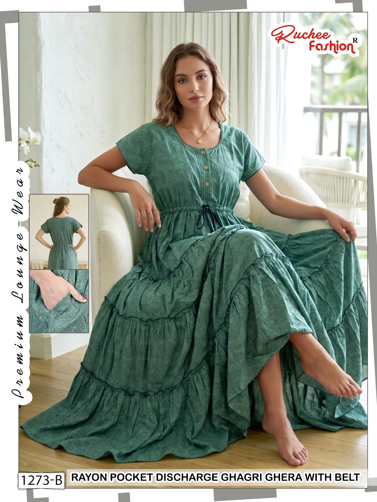 Ghagri Ghera 1506 Ruchee Fashion Rayon Night Gowns Exporter Gujarat