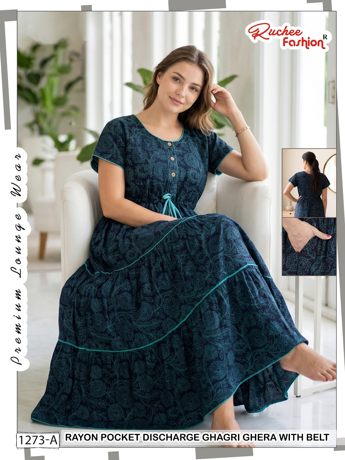 Ghagri Ghera 1506 Ruchee Fashion Rayon Night Gowns Exporter Gujarat