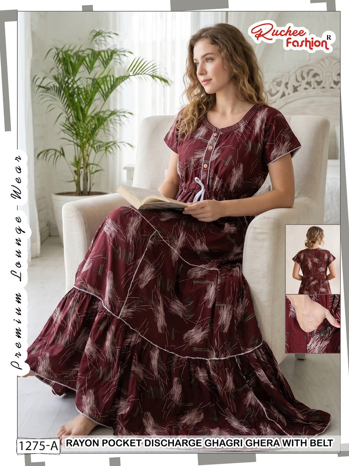 Ghagri Ghera 1506 Ruchee Fashion Rayon Night Gowns Exporter Gujarat