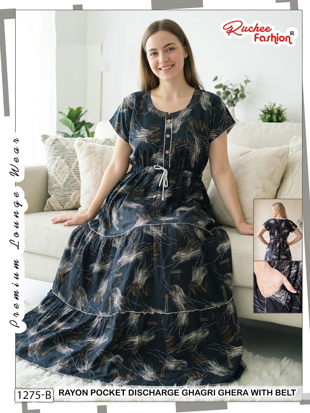 Ghagri Ghera 1506 Ruchee Fashion Rayon Night Gowns Exporter Gujarat