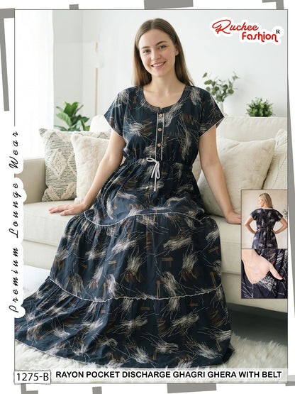 Ghagri Ghera 1506 Ruchee Fashion Rayon Night Gowns Exporter Gujarat