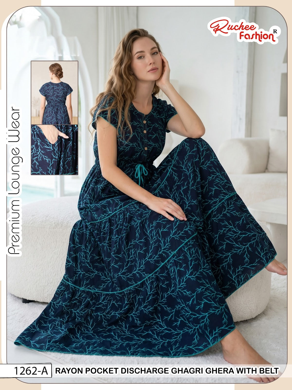 Ghagri Ghera 1506 Ruchee Fashion Rayon Night Gowns Exporter Gujarat