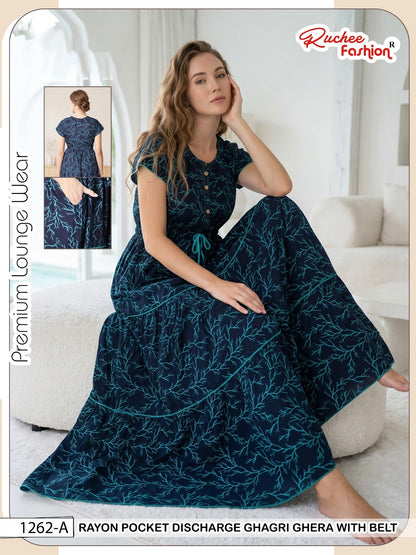 Ghagri Ghera 1506 Ruchee Fashion Rayon Night Gowns Exporter Gujarat