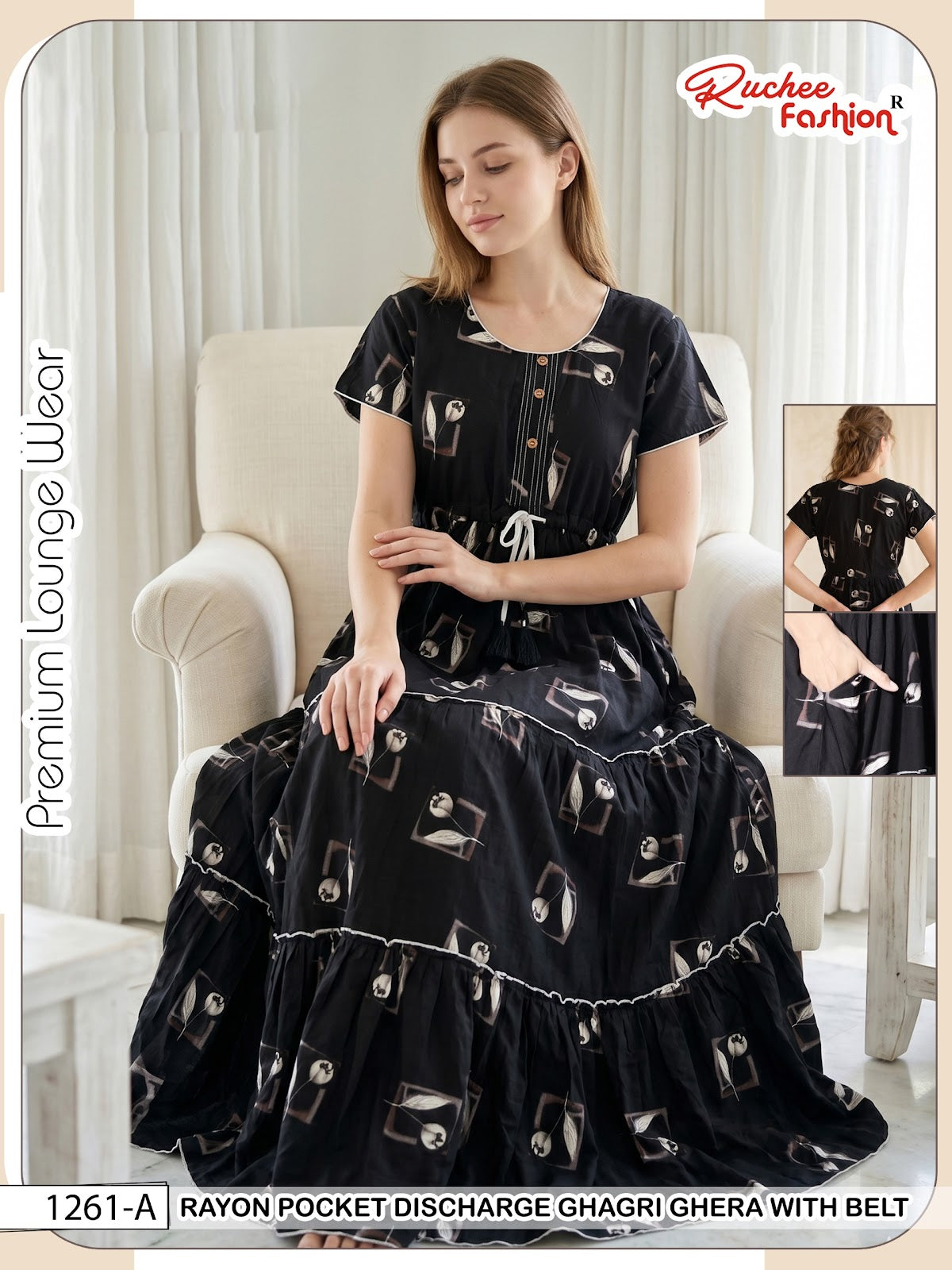 Ghagri Ghera 1506 Ruchee Fashion Rayon Night Gowns Exporter Gujarat