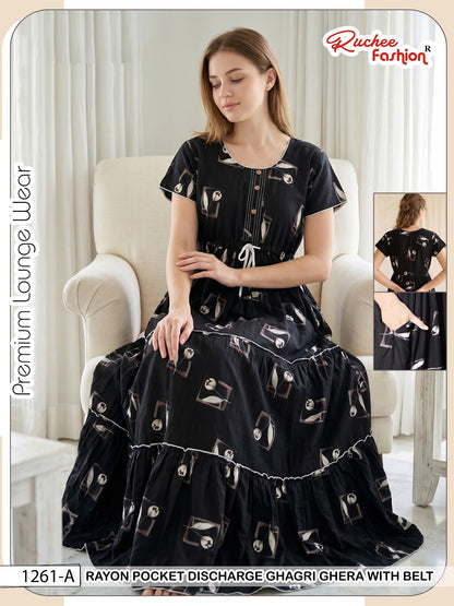 Ghagri Ghera 1506 Ruchee Fashion Rayon Night Gowns Exporter Gujarat