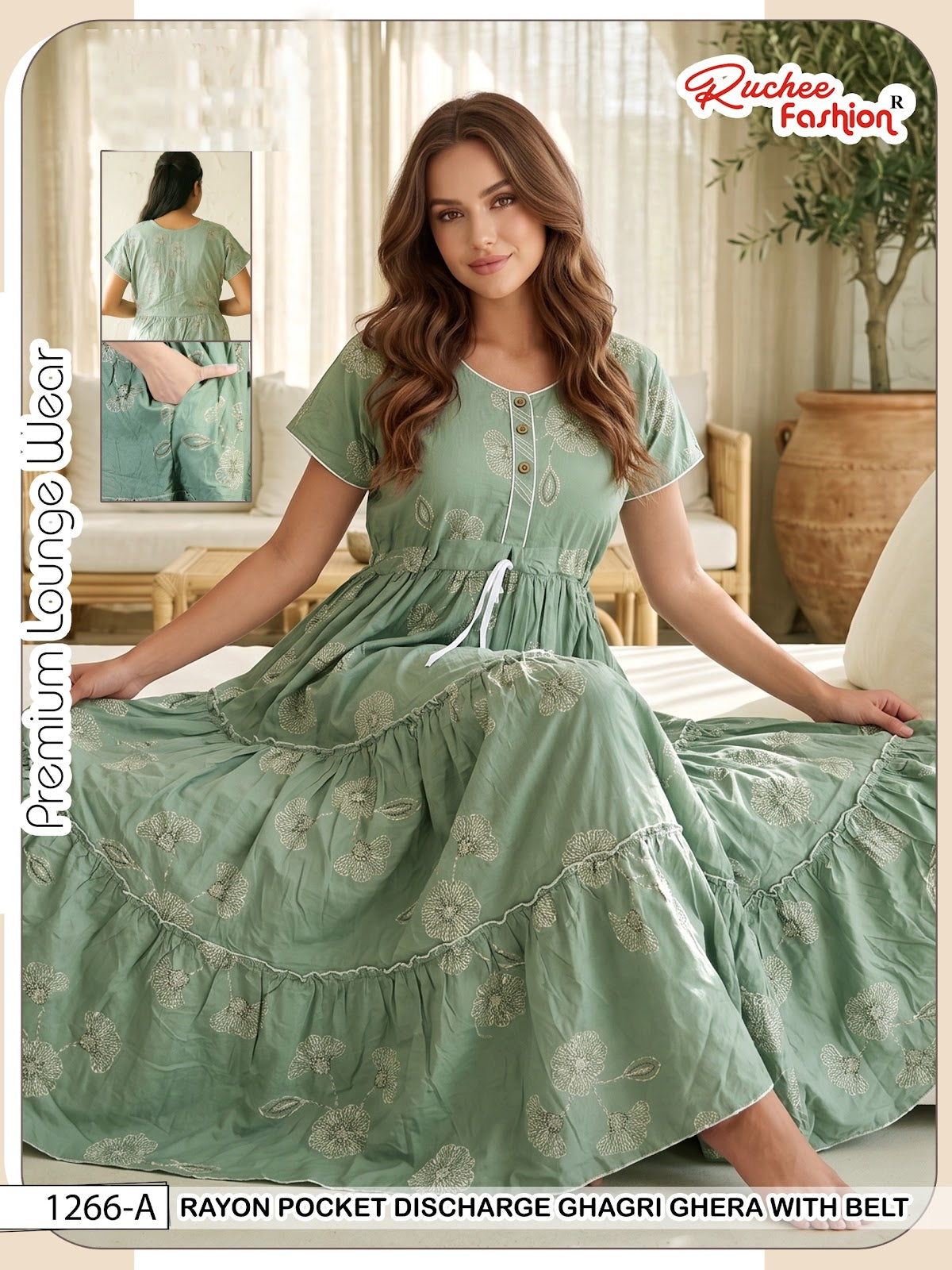 Ghagri Ghera 1506 Ruchee Fashion Rayon Night Gowns Exporter Gujarat