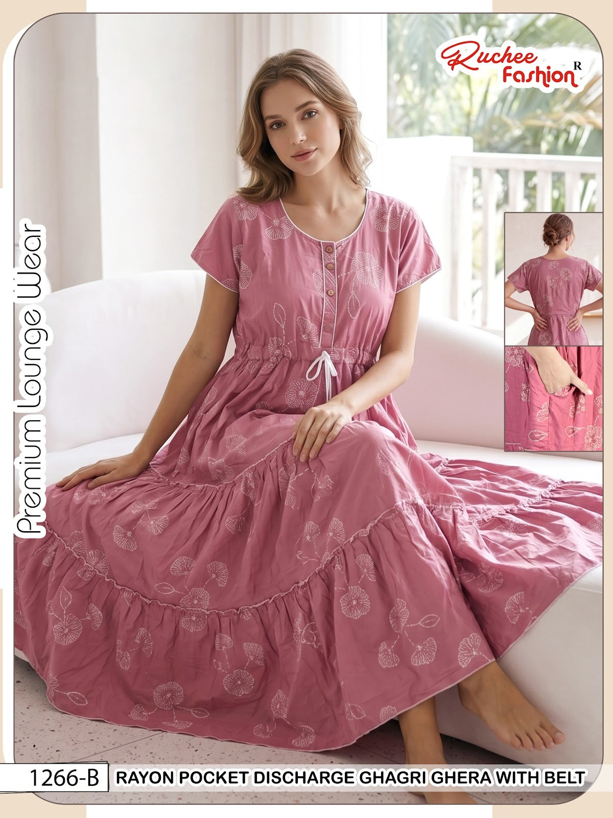 Ghagri Ghera 1506 Ruchee Fashion Rayon Night Gowns Exporter Gujarat