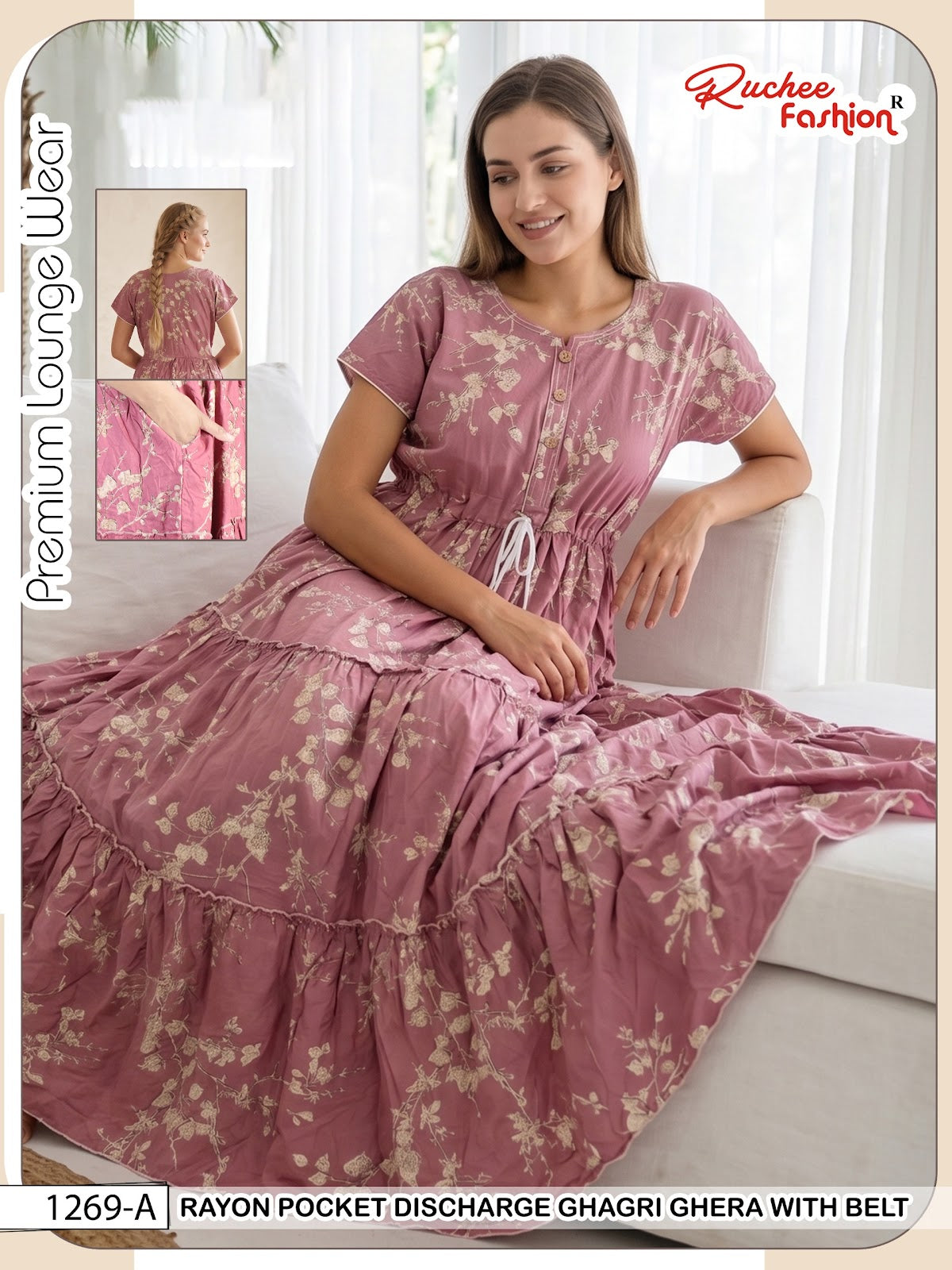 Ghagri Ghera 1506 Ruchee Fashion Rayon Night Gowns Exporter Gujarat
