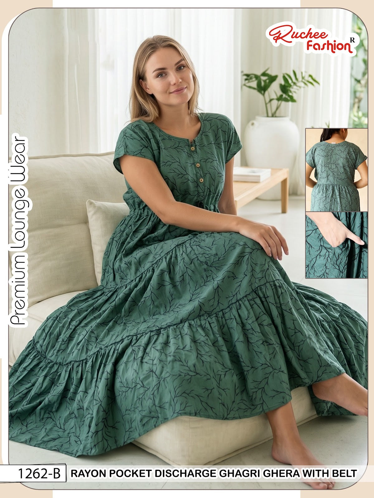 Ghagri Ghera 1506 Ruchee Fashion Rayon Night Gowns Exporter Gujarat
