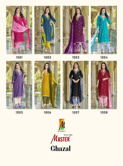 Ghazal Master Roman Silk Readymade Pant Style Suits Exporter Gujarat