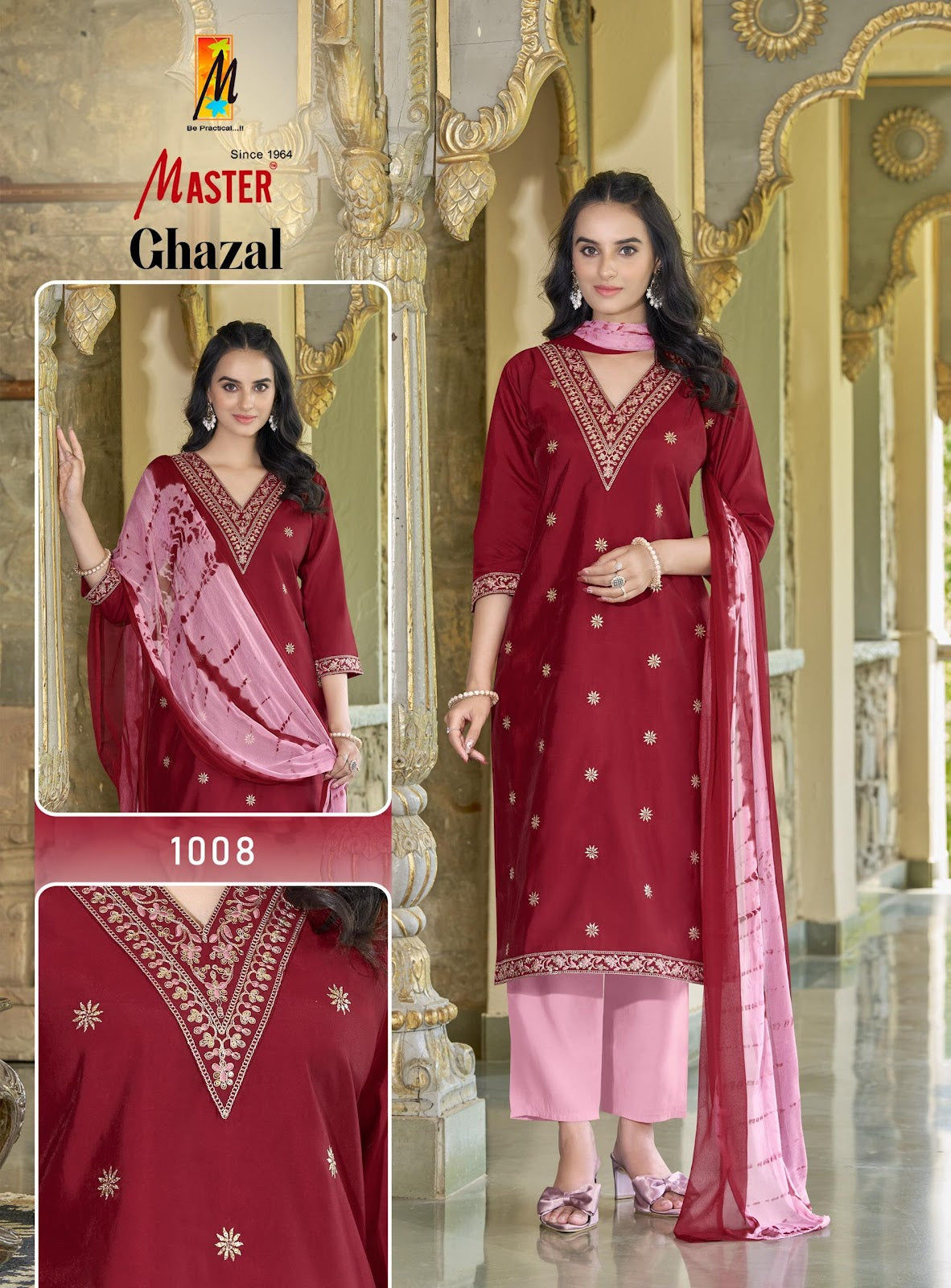 Ghazal Master Roman Silk Readymade Pant Style Suits Exporter Gujarat