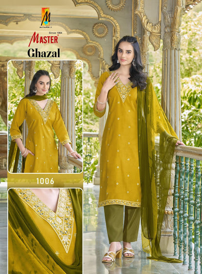 Ghazal Master Roman Silk Readymade Pant Style Suits Exporter Gujarat
