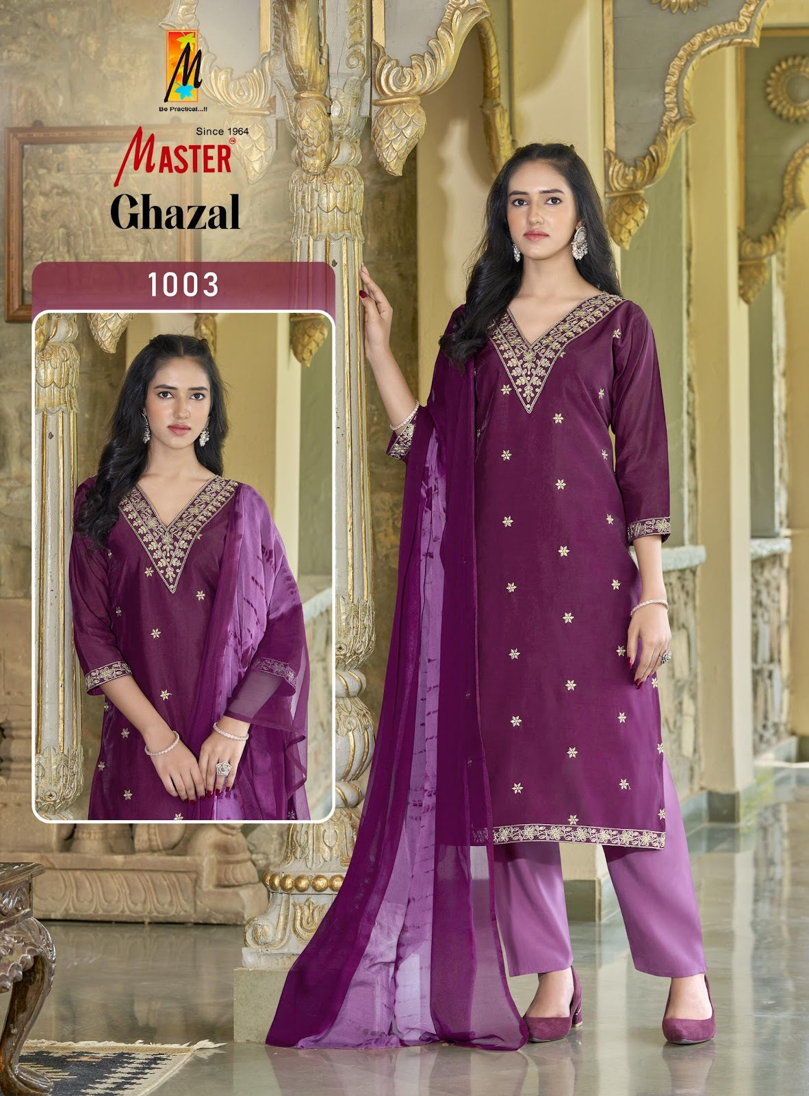 Ghazal Master Roman Silk Readymade Pant Style Suits Exporter Gujarat