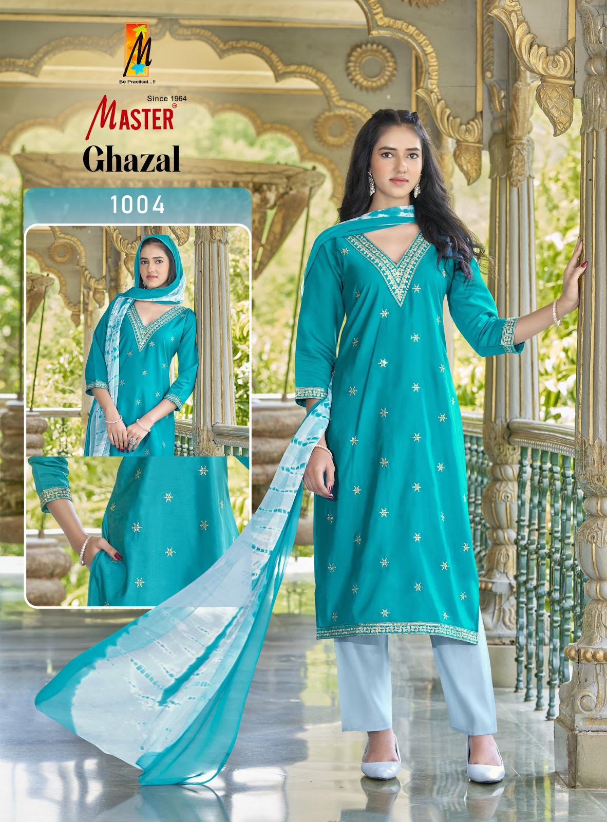 Ghazal Master Roman Silk Readymade Pant Style Suits Exporter Gujarat