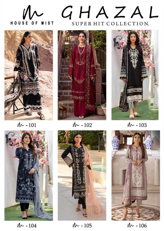 Ghazal Super Hit Collection House Of Mist Cotton Karachi Salwar Suits Wholesale