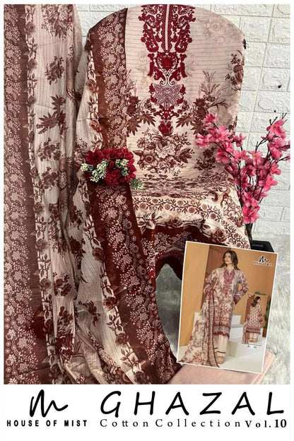 Ghazal Vol 10 Cotton Collection House Of Mist Karachi Salwar Suits Wholesaler India