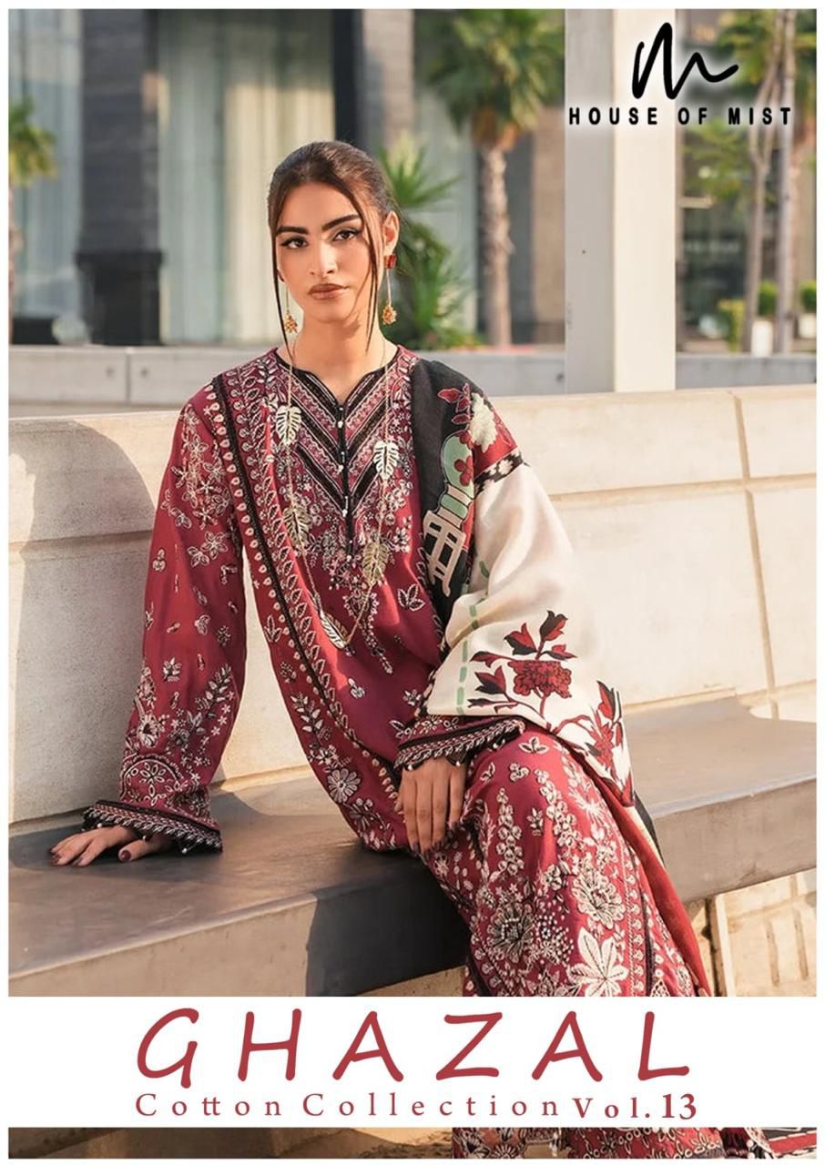 Ghazal Vol 13 Cotton Collection House Of Mist Karachi Salwar Suits Supplier India