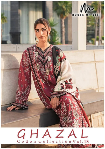 Ghazal Vol 13 Cotton Collection House Of Mist Karachi Salwar Suits Supplier India