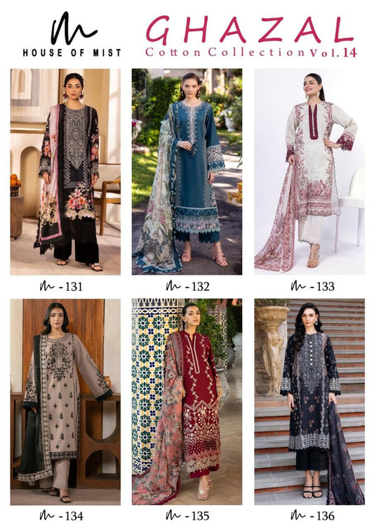 Ghazal Vol 14 Cotton Collection House Of Mist Karachi Salwar Suits Exporter India