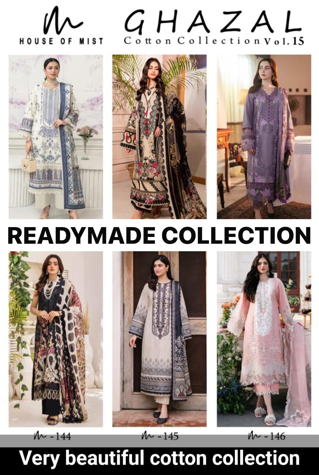 ghazal vol 15 cotton collection house of mist karachi readymade suits wholesaler india