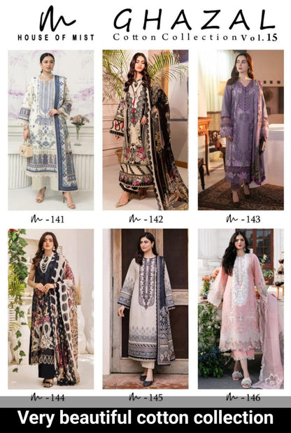 Ghazal Vol 15 Cotton Collection House Of Mist Karachi Salwar Suits Exporter