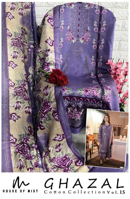 Ghazal Vol 15 Cotton Collection House Of Mist Karachi Salwar Suits Exporter